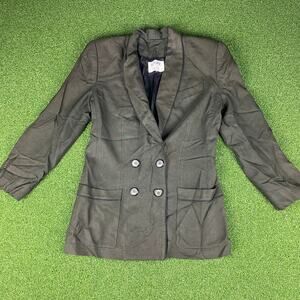 Vintage Kasper A.S.L. Gray Birdseye Double Breasted Blazer Sz 4